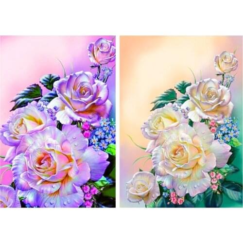 5D DIY Diamond Painting Flowers Rose Cross Stitch Kit Full Square Round Drill Embroidery Mosaic Art Picture of Rhinestones Decor