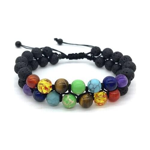 CHICVIE Distance Charms Chakra Bracelets&Bangles For Men Women Yoga Jewelry Bracelet Classic Rainbow Beaded Bracelets SBR190096