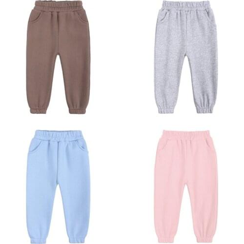 Teen Trousers Spring Autumn Kids Pants Boys Solid Long Pants Girls Sports Casual Elastic Waist Children Clothes For 12M-13yrs