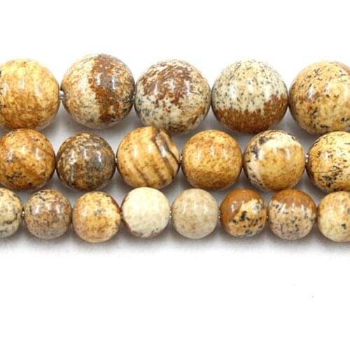Natural Picture Jaspers Round Loose Beads Strand 4/6/8/10/12/14MM For Jewelry DIY Making Necklace Bracelet