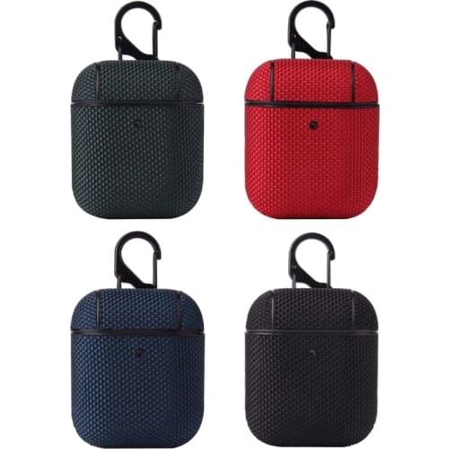 For airpods 1/2 procloth textile skin wireless bluetooth headset case with hook cover portable anti fingerprint retro sleeve bag