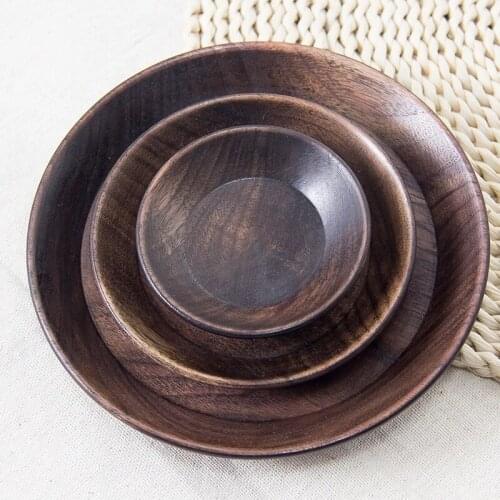 Black Walnut Wooden Bread Fruit Dishes Saucer Pan Plate Dessert Dinner Wood Plates Tea Tray