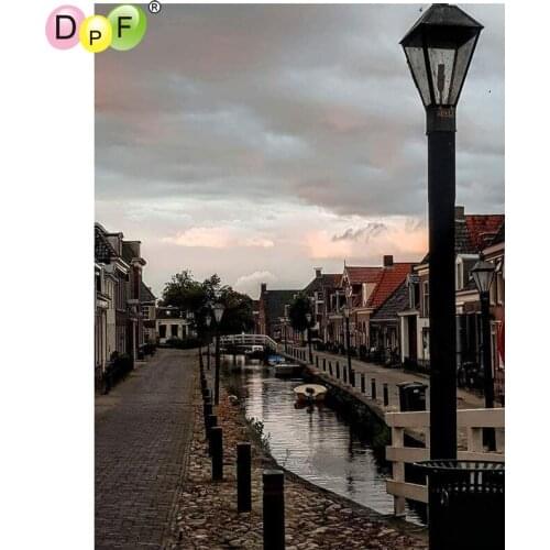 DPF DIY The river street 5D diamond painting cross stitch crafts diamond embroidery home decor diamond mosaic kit full square