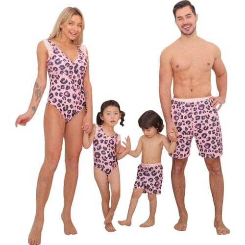 Ircomll 2021 Summer Same Sets for Family Swimsuit kids Leopard Family Swimsuits One Piece Mother Daughter Matching Swimwear