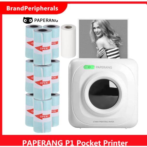 PAPERANG P1 Pocket Printer BT Wireless Thermal Printer Portable Mobile Printer 200dpi for Photo Picture with 10 Rolls Paper