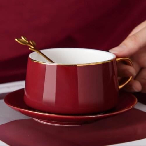 Coffee Cup Solid Color Luxury Gift Ceramics Heat Insulation Anti-scalding Handle Design Vintage Decor Ceramic Tea Set
