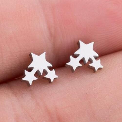 Korean Earrings Fashion Jewelry Star Ladies Statement Earrings Three Star Stainless Steel Stud Earrings For Women Wholesale