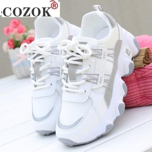 2021 Fashion Womens Shoes Spring Women Mesh Platform Shoes Comfortable Breathable Casual Shoes Lace-up Color Matching Sneakers