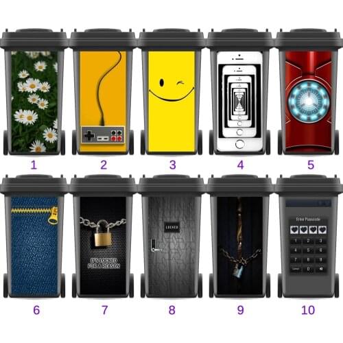 Hot Sales Adhesive Waterproof Sticker Decals Creative Renew Rubbish bin trash can Cover sticker Ktichen 120liter 240liter