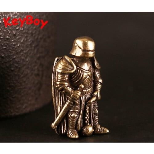 Copper Armor Warrior Umbrella Rope Bead Keychain Pendants EDC DIY Knife Beads Vintage Punk Brass Parachute Lanyard Hanging Parts