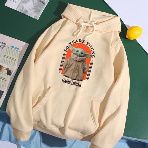 Disney Fashion Clothes Male 2021 New Star Wars Hoodie Harajuku The Mandalorian Sweatshirts Aesthetic Cute Baby Yoda Pullover Men