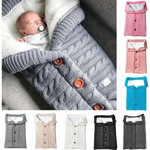 Fashion Newborn Infant Baby Girls Boys Solid Colors Blanket Knitted Crochet Winter Warm Wrap Swaddle Blanket Sleeping Bag#g4