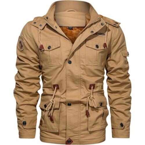 Men Safari Jacket Male Detachable Hooded Plus Velvet Thick Washed Jackets Coats Solid Zipper Large Size Casual Outwear Clothing