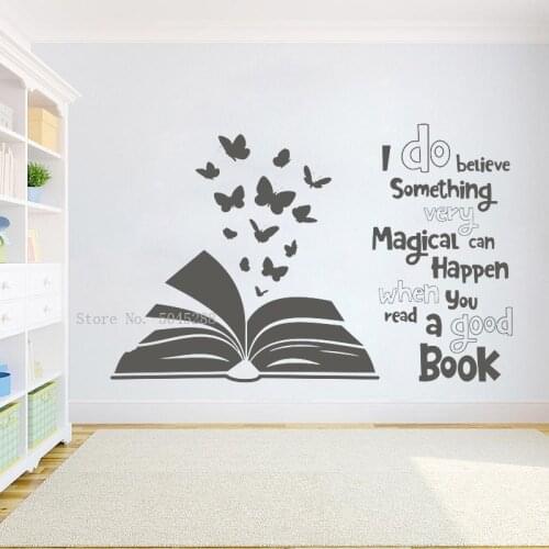 Read Good Book Wall Decal Books Quote Reading Room Library Book Shop Stickers Bookstore bookshelf Girl Boy Bedroom Mural Y281