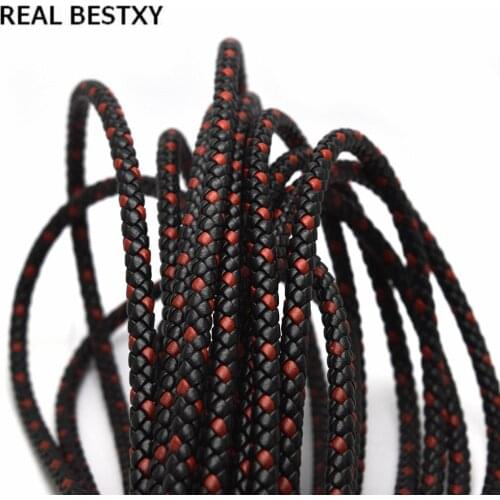 REAL BESTXY 1m/lot 6mm napa leather cord, genuine leather cord for high quality leather bracelet cord red and black leather