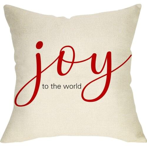 Softxpp Christmas Farmhouse Throw Pillow Cover, Decorative Joy to The World Quote Cushion Case Winter Holiday Outdoor Square