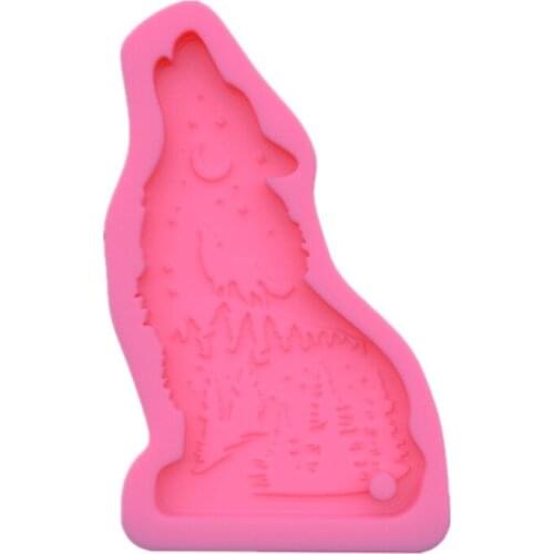 2021 New Shiny Wolf Keychain Epoxy Resin Mold Necklace Pendant DIY Crafts Silicone Mould 2020 trend