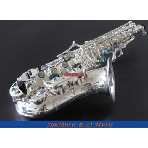 NEW Professional Silver Plated Bb Soprano Curved Saxophone H igh F# Keys