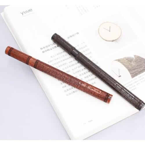 JNMZAUM solid wood classical engraved cloud pictures roller pen office and business promotional gift gel pens black brown color