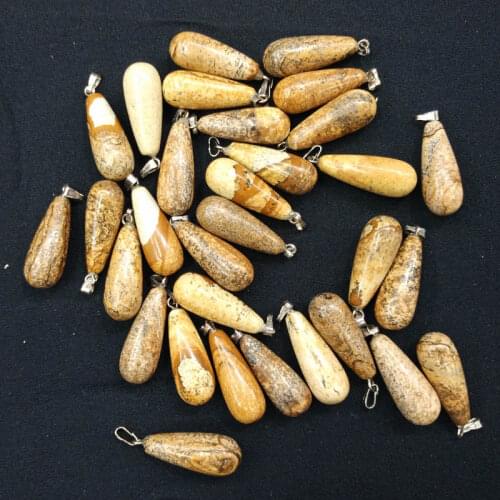 Wholesale 50pcs/lot fashion natural picture stone long drop shape charms pendants for jewelry accessories making free shipping