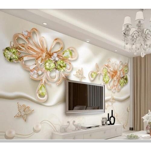 Papel de parede gorgeous 3d stereo jewelry silk diamond flower wallpaper mural,living room bedroom wall papers home decor