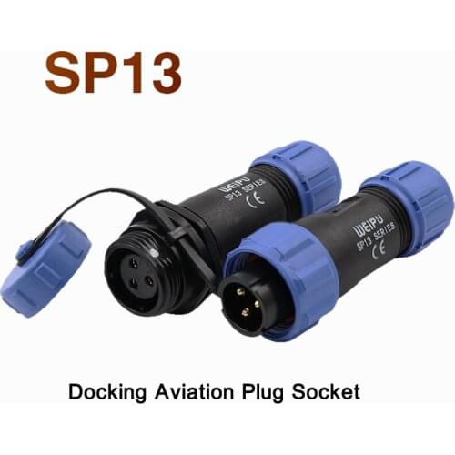 SP13 Aviation Plug Docking Socket 2 3 4 5 6 7 9 Pin Aviation Cable Wire Connector IP68 Waterproof Mating Plugs Sockets