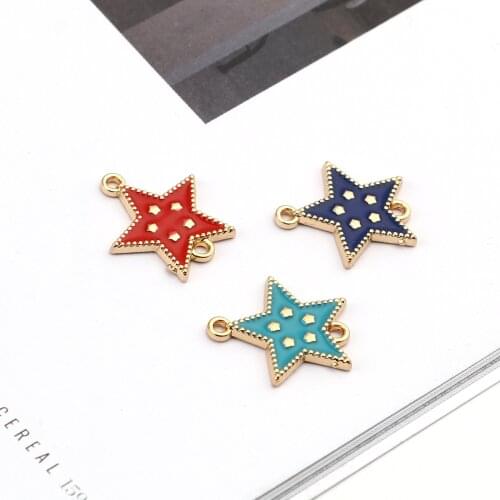 10PCs Evil Eye Star Connectors For Jewelry Making Zinc Based Alloy Colorful Enamel Bracelet Necklace DIY Findings 19x 17mm