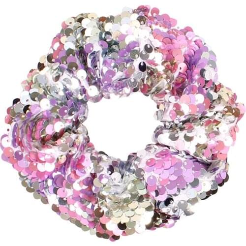 Free shipping pink color sequins women hair scrunchies girls hairbands Ponytail Holder Hair accessories