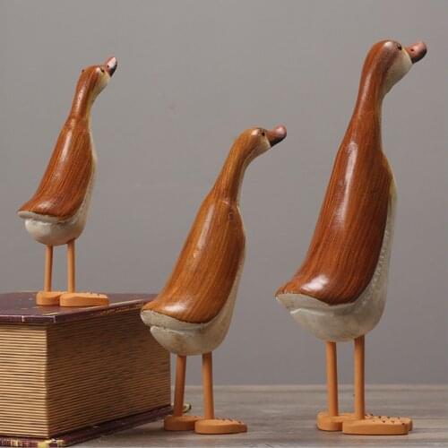Garden Wood Duck Figurines and Statue Painted Sculpture Gift 3pcs/pack