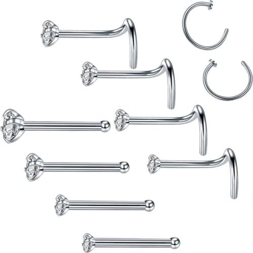 Nose Stud L-Shape Nariz Studs Screws Nose Ring Hoop Piercings Gem Nostril Earring Stud Piercings Jewelry
