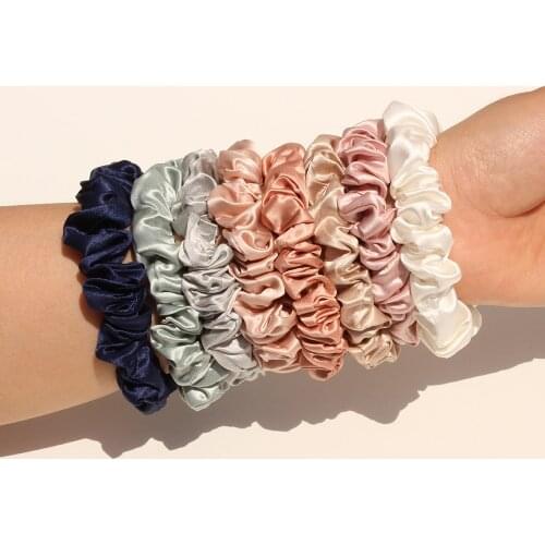 Silk Scrunchies for Women 100% Pure 22 Momme Mulberry Silk Luxurious Elastics Hair Ties Bands Ropes Hair Accessories 2cm Width