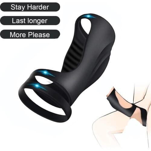 Three-Ring Design Cock Silicone Rings with Stretchy Longer Harder Strong Wearable Delay Sleeves Adults Toys for Men or Couples
