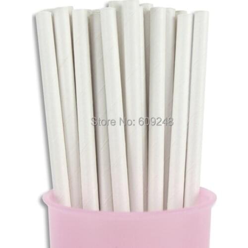100pcs Mixed Colors Plain White Paper Straws, Cheap Biodegradable Party Supplies Solid Color All White Paper Drinking Straws
