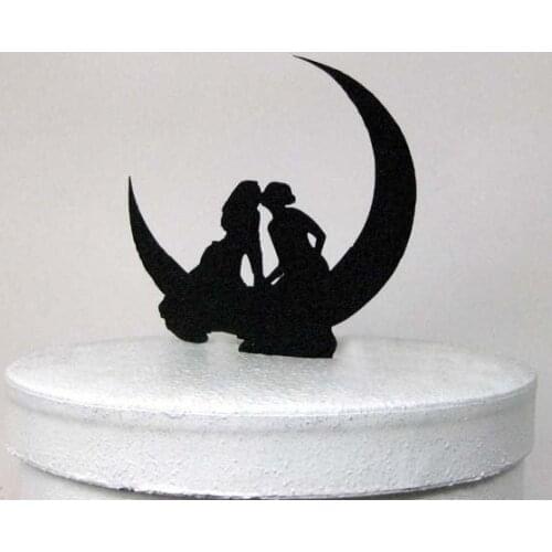 Wedding Cake Topper - Same Sex, Lesbian Kissing on the Moon Wedding