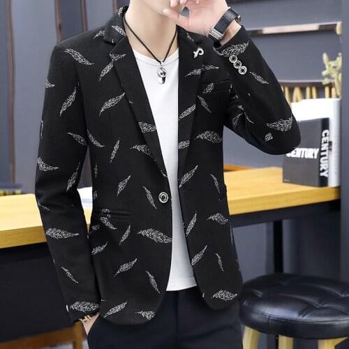 2021 spring mens suit Korean handsome small suit top slim hair stylist single western jacket fashion popular logo mens wear