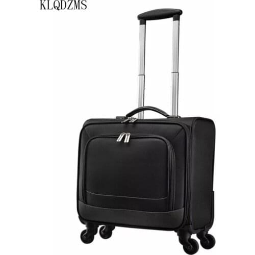 KLQDZMS 16inch waterproof oxford cloth carry ons luggage business men travel suitcase women rolling luggage spiner on wheels