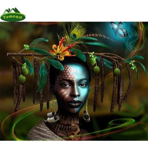 Yumeart 5D Diy Diamond Painting African Butterfly Lady Full Square Drill Diamond Embroidery Picture Cross Stitch Drop Shipping