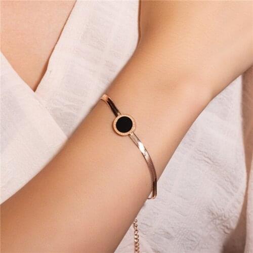 YSM Jewelry 2020 Trend Wild Snake Bone Round Stainless Steel Bracelet For Women Rose Gold Korean Style Bracelet