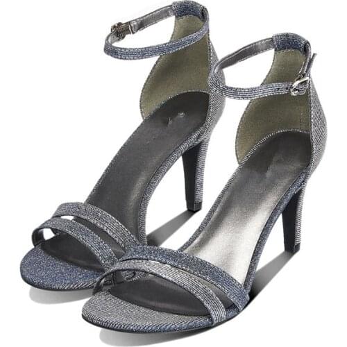 Women Ballroom Dance Shoes Grey Latin Salsa Tango Swing Rumba Waltz Peep-toe Dancing Sandals Dance Shoes 8.5cm Latin Dance Shoes