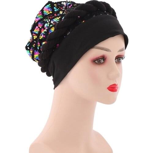 Women Turban Head Wrap Pre-Tied Bonnet Beanie Hat Sleeping Cap Headwrap Twisted braid Head Covering