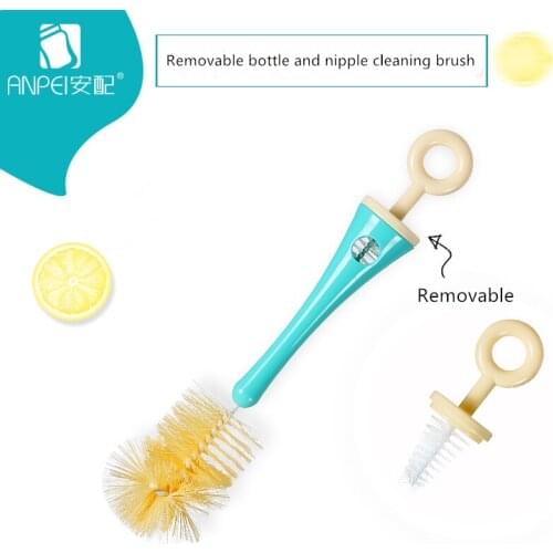 2018 Detachable combo baby bottle brush nipple brush 360 degree rotation cleaning bottle milk stains high quality nylon brush