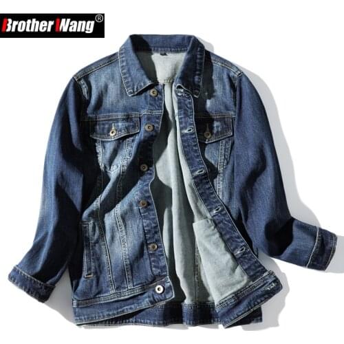 2021 Autumn New Mens Washed Blue 100% Cotton Denim Jacket Stretch Fabrics High Quality Fashion Jeans Coat Male Brand Clothing
