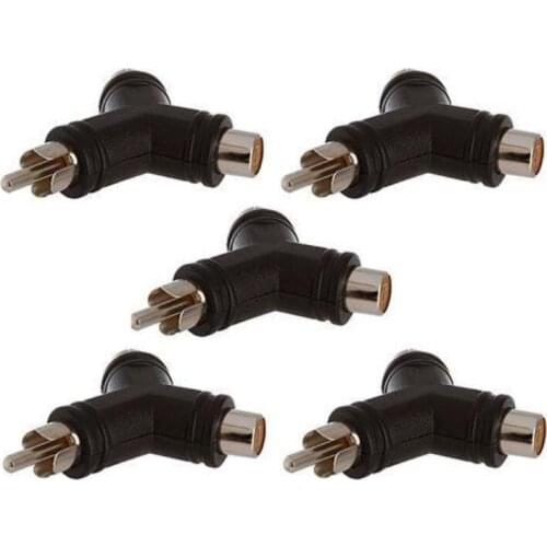 3000pcs/lot New RCA Y Splitter Adapter Audio Video Plug Converter 1 Male to 2 Female Cable Plug Adapter