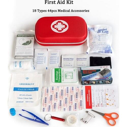 44Pcs Medical Accessories Household First Aid Kit Outdoor Travel Camping Protable Emergency Kit EVA Car Survival Kit Container