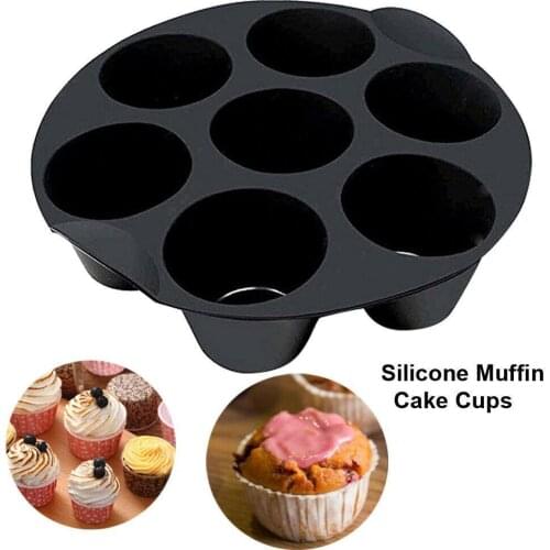 7 Even Silicone Muffin Cake Cups Baking Black Muffin Airfryer High Molds Pan Air 3.5-5.8 Fit Fryer Quality Cupcake Accessor T4H5