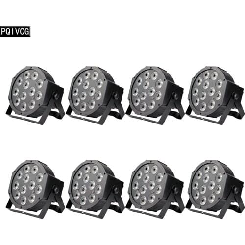 8pieces/ RGBWA+UV 6-in-1/12x18W led Par lights 6in1 flat par led dmx512 disco lights professional stage dj equipment