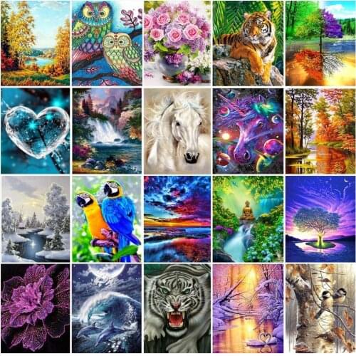Diamond Painting Landscape Diamand Embroidery Animals Rhinestone Picture Canvas Puzzle Toy Children Gifts Wall Decor Small Size