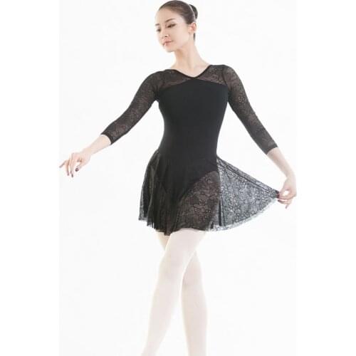 Ballet Dance Leotard Adult Ballet Skirt Long Sleeve Lace Ballet Leotard Ballet Dress Ballerina Dancewear Costume Gymnastics Suit