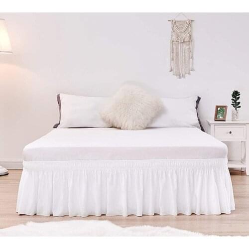 White Bed Skirt Elastic Band Wrap Around Bed Skirt Home Hotel Bed Skirt Bed Cover Without Surface Couvre Lit Bed Protector