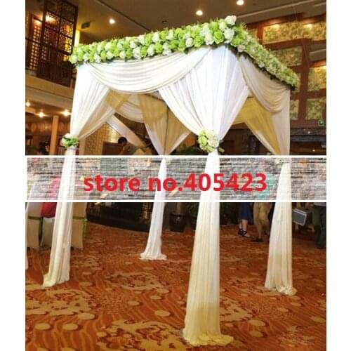 White color 1.8*2.4m wedding decoration custom-made color square canopy / chuppah / arbor drape with swag fabric drape